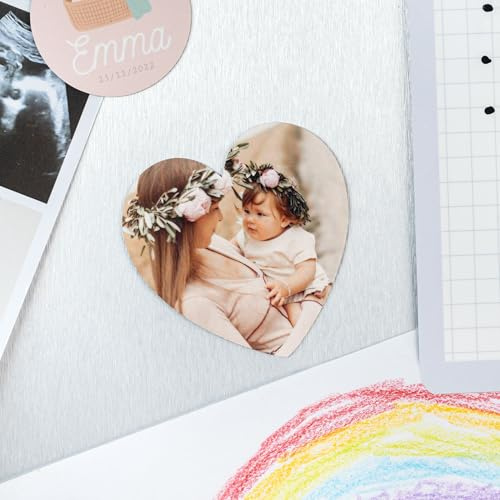 Wanapix | Flexibler, personalisierter herzförmiger Magnet 5 cm | Flexible personalisierte Fotomagnete | Magnete für Kühlschränke und Gefrierschränke | Gestalte mit Bild, Logo oder Texten