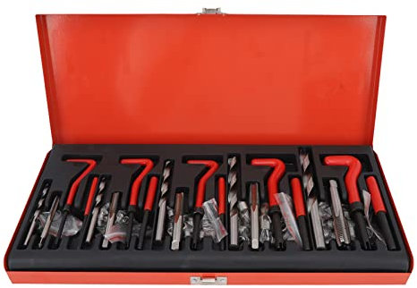 Kit di utensili per la riparazione di filettature metriche, punte da trapano HSS, maschi, inserti filettati, utensili di installazione e set di utensili per la rottura del codolo con scatola per la