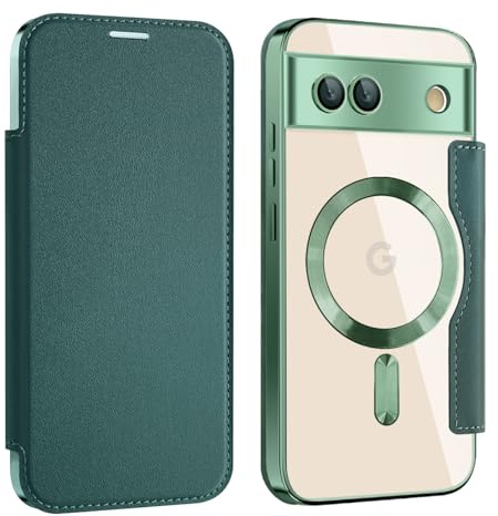 Sitthyw Handyhülle für Google Pixel 9 Pro XL, PU Lederhülle [RFID Blocker] Magnetic Transparente Hülle Flip Klappbare Stoßfestes Standfunktion Case Magnet Tasche mit Kartenfach Schutzhülle, Grün