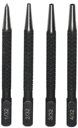 FARBEIR 4PCS Positioning Punch Set Nail Punch Set for Drilling Centre Punch Set Portable Punch for Plastic Glass Wood Steel