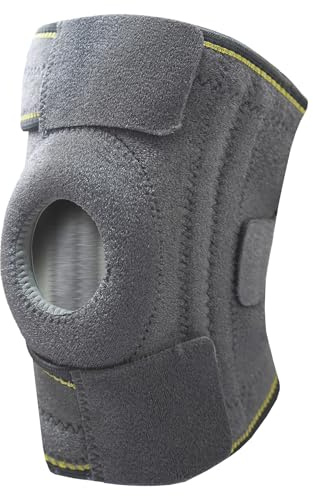 hzuisst Rodillera para menisco con almohadillas de gel de rótula y estabilizadores laterales de resorte, paquete de rodilla ajustable para alivio de la artritis