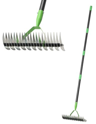 JAOTREL Thatch Rake,Cold-Pressed Steel Dethatcher Rake - 72 inch Adjustable Handle, Ergonomic Grip, Rust-Resistant - Perfect for Gardens, Lawns, Fields, & More - Senior-Friendly Design