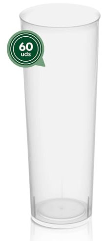 Maxi Products - Vasos Tubo Cubata de Plástico Reutilizables Transparente 300cc - Vaso Irrompible para Fiestas, Eventos y Celebraciones