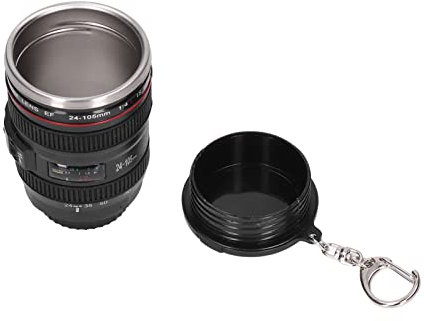 Baxnore Camera Lens Coffee Mug, 100 ml Stainless Steel Camera Shaped Coffee Cup, 24-105mm Replica Cup for Office Desk, Photography Enthusiast Present