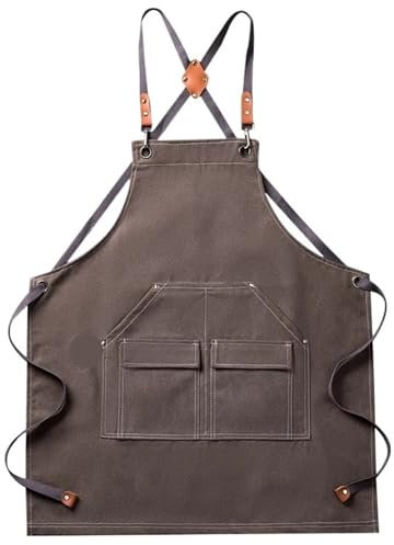 PPQIRU Tool Aprons 2pcs Thickened Canvas Apron Kitchen Garden Tools Apron Gardening Outdoor Storage Work Apron(Gray)