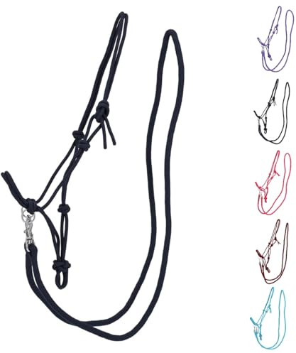 NETPROSHOP 1 Set Knotenhalfter und Seil-Zügel für gebissloses Reiten Gr. Shetty, Pony, Cob, Full, Groesse:Full, Farbe:Dunkelblau