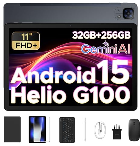 DOOGEE Tab E3 Android 15 Tablet, Helio G100 Octa-Core Android Tablets with Sim Card Slot, 32GB+256GB/2TB, Gemini AI Gaming Tablet 11 Inch, 8800mAh Battery, Tablets with Keyboard, Pen,Mouse&Case-Grey