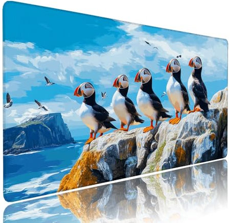 Tapis de Souris XXL Bleu sous Main Bureau Gaming Accessoire Clavier Mouse Pad Oiseau Etendu Large Tapis Gaming 1400x600x3mm Protection Bureau Base en Caoutchouc, Bords Surpiqué Antidérapant d-815