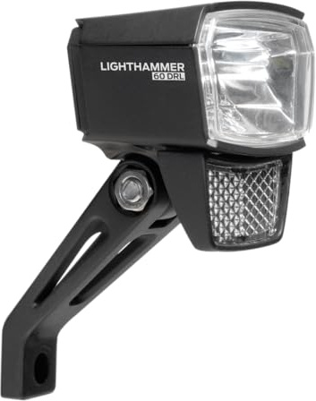 TRELOCK LS 805-T Lighthammer 60 Lux Dynamo Fahrradlicht – Tagfahrlicht-Modus – Inklusive Gabelhalterung ZL 410 – StVZO zugelassen