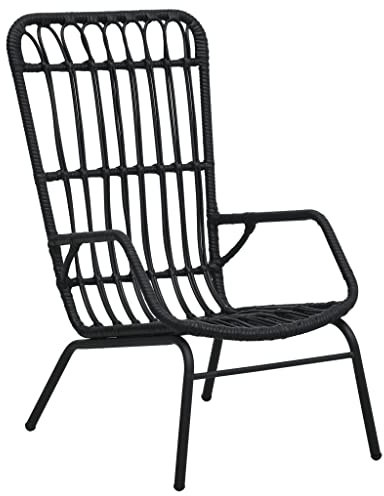 QZZCED Gartenstuhl Poly Rattan Schwarz Balkonstühle Terrassenstühle für Innenhöfe