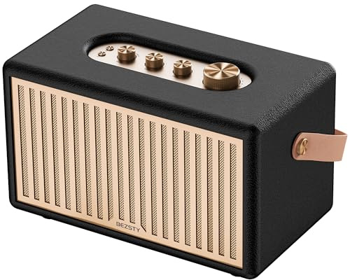 BEZSTY M25 Portable Bluetooth Speaker 5.2, 50H Long Playtime, Powerful Bass, 3.5H Fast Charge, Indoor/Outdoor/Travel Speaker with USB/AUX (Black)