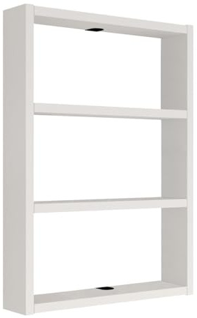 HowHomely Hängeregal Küche Holz in Farbe Weiß | Schweberegal 60x43x9 cm | Dekorative Regal Küche Wand | Bücherregal Hängend mit 3 Etagen | Wandregal Wohnzimmer Flur Schlafzimmer
