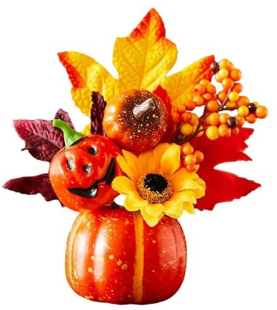 Sharplace Zucca Decorativa Finta Centrotavola con Foglie D'Acero E Zucca Ornamentale in Schiuma PVC Decorazione Autunnale per Tavolo Adatta per Cucina C, Style H