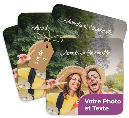 Cimpress Foto Untersetzer, Personalisierter Glasuntersetzer aus Kork, 9,5 × 9,5 cm, mit Bild oder Text personalisierbar, Geschenkidee für Freunde oder Familie, rutschfest und Kratzfest im Alltag