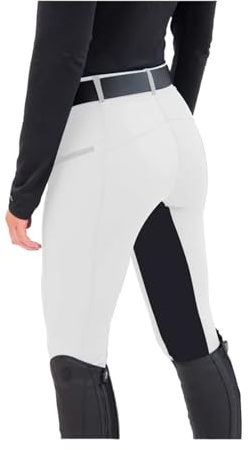 GIYXHU Ridbyxor dam leggings elastiska byxor vardaglig dragkedja ridning ridning, Vitt, XL