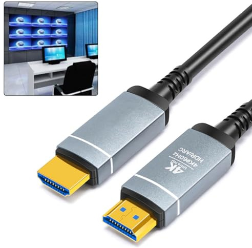 FACAIIO Cavo in fibra ottica 4K 60Hz 18Gbps 20 con connettori dorati e per giacca intrecciata TV, PS5, per Xbox, laptop, monitor (1 metro, per nero)