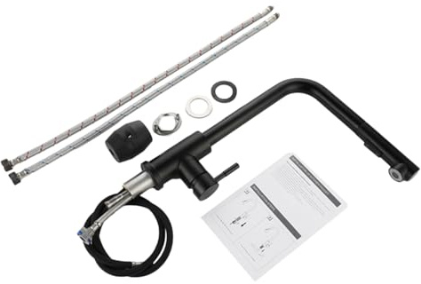 Robinet de cuisine pour camping-car – Poignée unique en acier inoxydable – Robinet d'évier de bar – Pour salle de bain, camping-car, buanderie, restaurant, salle à manger, bar, camping, remorque