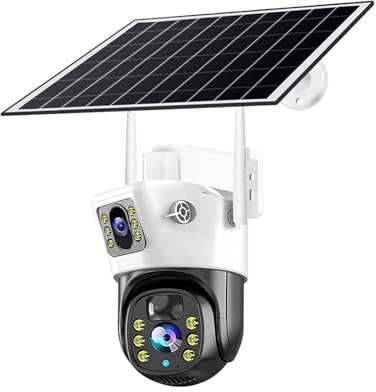 DIKAMAN Telecamere di sicurezza, Telecamera IP da 4 MP con pannello solare for sorveglianza esterna, supporta la visione notturna a colori, rilevamento del movimento PIR(4MP WIFI Camera)