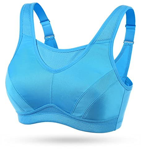 WingsLove Women's Sports Bra High Impact Bra Full Coverage Wirefree Workout Non Padded Ultimate Running Bra Sports Bra Women Plus Size Blue
