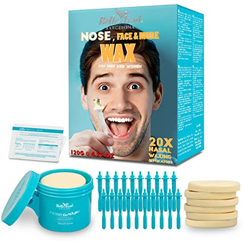 Belle Azul Nasenhaarentfernungs-Set mit Bienenwachs – 120 g + 20 Applikatoren – schnelle und schmerzfreie Haarentfernung für Damen und Herren – Made in Spain