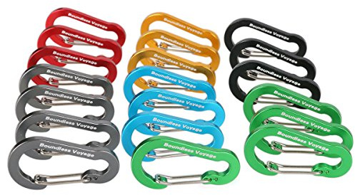 Boundless Voyage Crochet accrochant de Mini chaîne de Mousqueton d'alliage d'aluminium pour la randonnée de Camping 20pcs Mix Color
