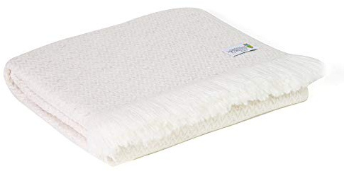 Les Jardins de la Comtesse - Plaid leggero in cashmere, 4 fili e lana, motivo a zig zag, 140 x 230 cm, colore: Mandorla