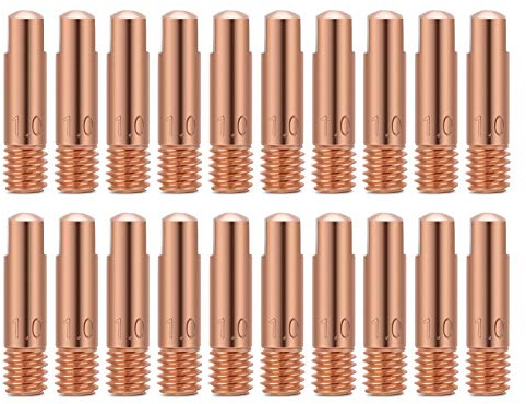 Mig Mag Schweissgerät Schweißdüsen Schweiß Kontaktspitzen, Stromdüse 20Stk Kupfer Kontaktspitze für 15AK MIG/MAG Schweißbrenner Zubehör Verschleißteile (20Pcs 1.0mm)