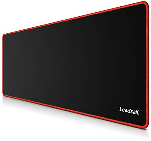 LeadsaiL Gaming Mauspad Groß (800 x 300 x 4mm) XXL Maus & Tastatur Mousepad, Antiwasser, Premium-texturiertes, rutschfeste Gummierte Unterseite Matte für Computer PC Professionelle Gamer - Rot