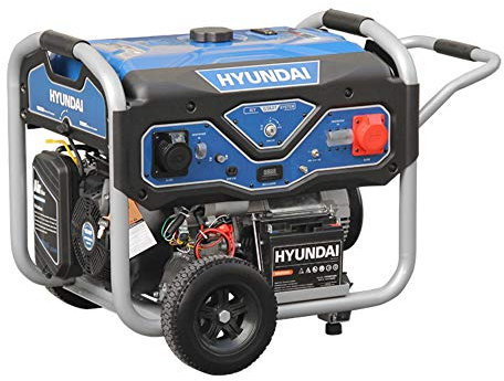 HYUNDAI Benzin Generator BG55054, Stromerzeuger mit 15PS Motor und 5.5kW max. Leistung, E-Start, Notstromaggregat für Baustellen mit 1 x 230V und 1 x 380V (Drehstrom), Stromgenerator, Stromaggregat
