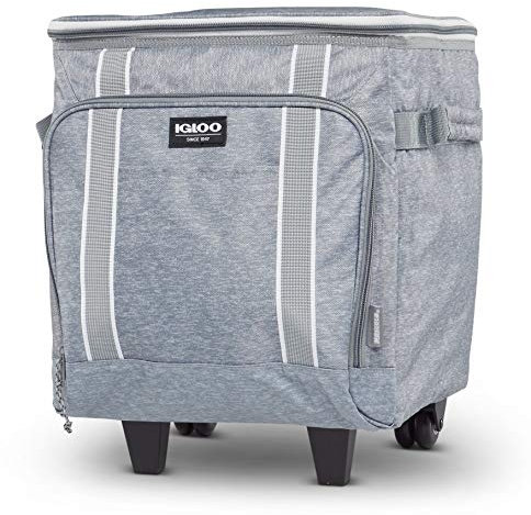 Igloo 40 lattine di grandi dimensioni, portatile, isolato, morbido refrigeratore con rotelle, grigio