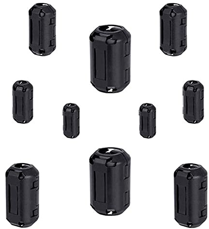 Rauschunterdrückung Kabel Clip 10 Stück Ferritringe Ferritfilter Entstörfilter Rauschunterdrückung Ferritringe mit Ferritring-Kern RFI EMI Rauschunterdrücker für Kabel 3,5 mm/5 mm/7 mm/9 mm/13 mm