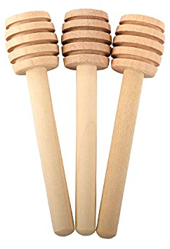 Ucheom Wooden Honey Dipper Sticks, 3Pcs Mini Honey Spoon for Honey Jar Dispense Mixing Stirrer