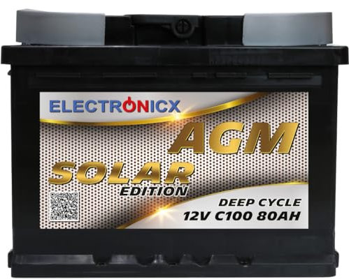 AGM Solarbatterie 12V 80Ah – Wartungsfreier Akku für Wohnwagen, Wohnmobil, Mover, Boot & Off-Grid Solarsysteme – Versorgungsbatterie Deep Cycle Solar Edition