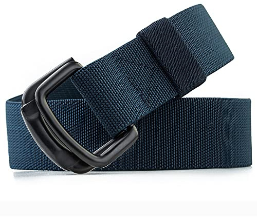TENINE Unisex Leinwand Gürtel, Elastischer Stoffgürtel Stretchgürtel Militär Gurtband Nylon Gürtel für Damen Herren Taktischer Gürtel Metallschnalle mit Doppel D-Ringe Schnalle