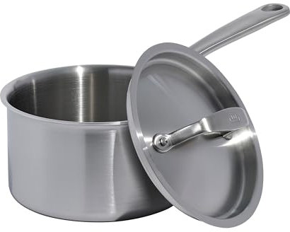 Made In Cookware - 2 Quart Stainless Steel Saucepan with Lid - 5 Ply Stainless Clad Sauce Pan - Professional Cookware - Made in Italy - Induction Compatible