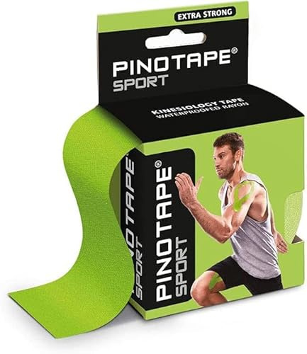 PINOTAPE Kinesiologisches Sport Tape, 5 cm x 5 m, Limette, 5er Pack