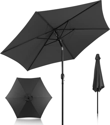 Joparri Sonnenschirm Grau Ø 350 cm mit Kurbel| Ampelschirm Gartenschirm Sonnenschutz UV Schutz 50+ Aluminium | Kurbelschirm Marktschirm wasserdicht