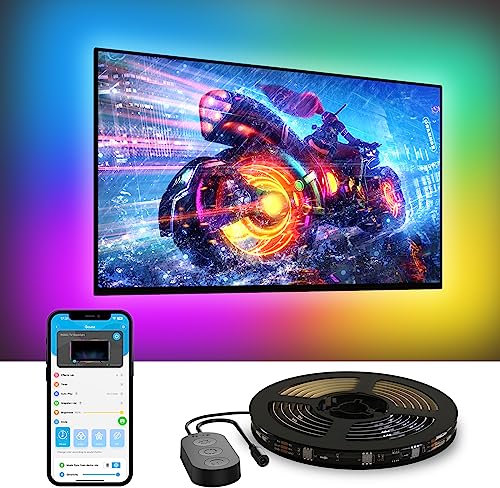 Govee Tira LED TV 3,8M RGBIC para TV 55-65 Pulgadas, Luces LED Inteligentes, Bluetooth y 2,4G Wi-Fi Control, Funciona con Alexa, Sync de Música, Adaptador de Corriente, Sin Colores de Captura