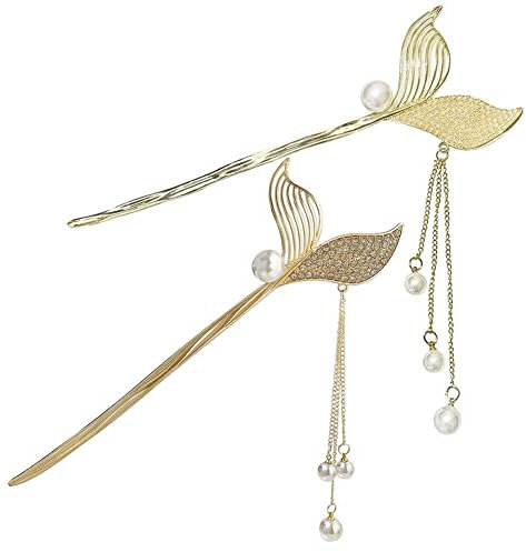 Queue De Poisson Gland Épingle À Femmes Vintage Épingles À Rétro Bâton De Perle Barrette Pour Femmes Filles Ornement