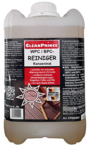 Cleanprince WPC/BPC Detergente concentrato, 5 litri, materiale composito di plastica, terrazze, pavimenti, pulizia e cura