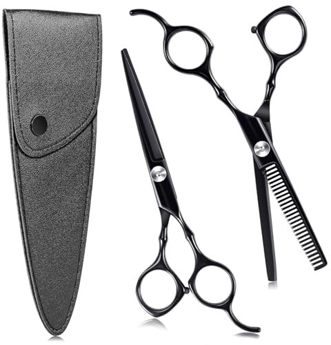 Ciseaux Coiffure, 3Pcs Kit Ciseaux Coiffure Professionnel Ciseaux Effileur avec Etui de Protection, 6,7 Pouces Ciseaux Desepaississant Cheveux pour Débutant Maison Salon