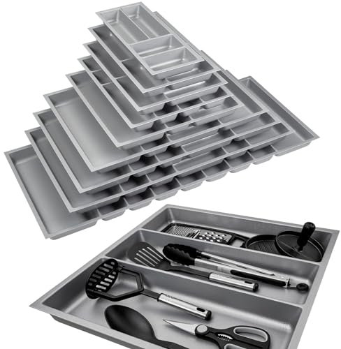 ORGA-BOX 3 Insert multifonctionnel Profondeur : 473 x Largeur : 491 mm gris argenté avec structure Canvas pour tiroirs de 60, par ex. dans les cuisines Nobilia/Noblessa à partir de 08/2012.