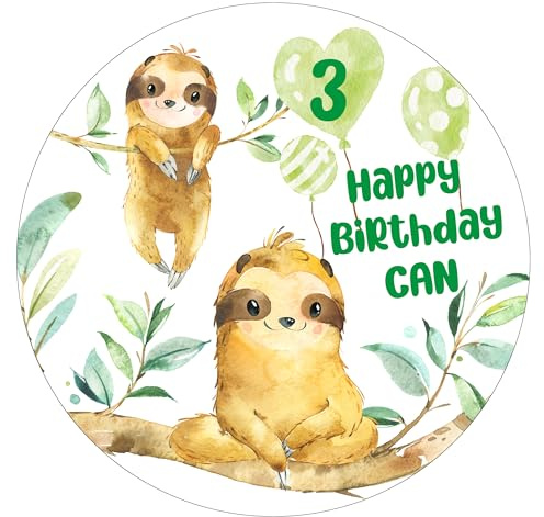 Tortenaufleger MuffinTopper Faultiere personalisiert mit Text für Geburtstag - Fondant, Oblate oder Dekorpapier Plus