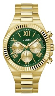 Guess Reloj Equity para Hombre de Acero Inoxidable, Verde, OneSize, Clásico