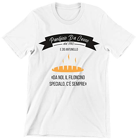 Incidiamo T-Shirt Uomo Film Cult Ugo Panificio da Cecco - Film Cult Italiani - Maglietta Manica Corta Bianca Taglia XXL