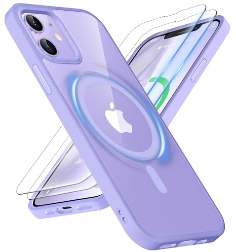 ORETECH Magnetic for iPhone 12 & 12 Pro Case, 6.1 Light Purple | Compatible with Magsafe, 2 Pack Screen Protector, Anti Yellowing Ultra Thin Military Grade Shockproof