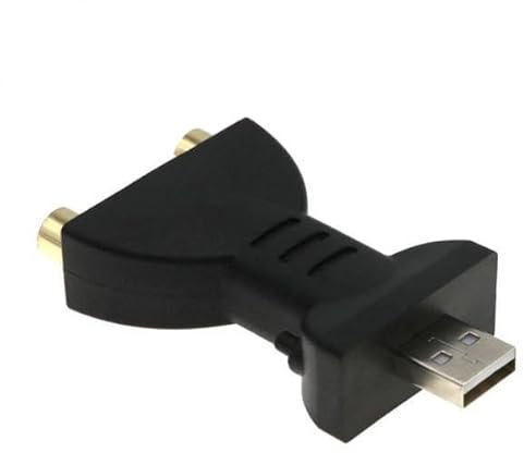 AsrMyjcx Adaptateur USB Pratique pour Connecter 2 RCA Femelle, Convertisseur TV, 1 Unité, 2 unités