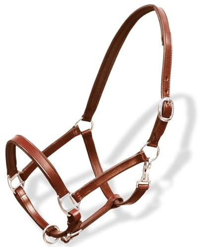 Homgoday Echtleder Halfter Stallhalfter verstellbar braun Pony Pferd Halfter Halfter Sportartikel