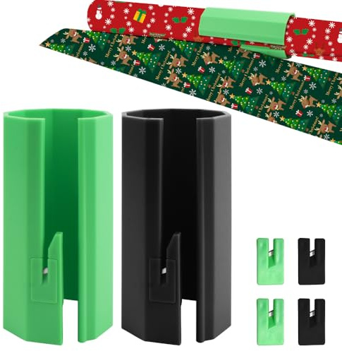 AVCXEC Wrapping Paper Cutter, 2 PCS Replaceable Sliding Wrapping Paper Cutter with 4 Blades, Sliding Gift Wrap Cutter, Gift Wrapping Paper Cutter for Birthday, Christmas, Crafting Wrapping Paper