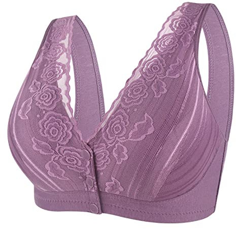 Generico Reggiseno Invisibile con Spalline in Silicone Reggiseno Chiusura Davanti Senza Bretelle Reggiseno Super Push up Imbottito Pizzo Reggiseno con Dietro Trasparente
